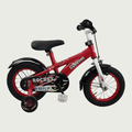 12.130 - BikeFlip, 12 inch kinderfiets, Rocky fiets, rode kinderfiets, terugtraprem, handrem, zijwieltjes, kabelslot