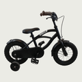 12.154 - BikeFlip, 12 inch kinderfiets, zwarte fiets, elegante fiets, terugtraprem, handrem, kabelslot, zijwieltjes