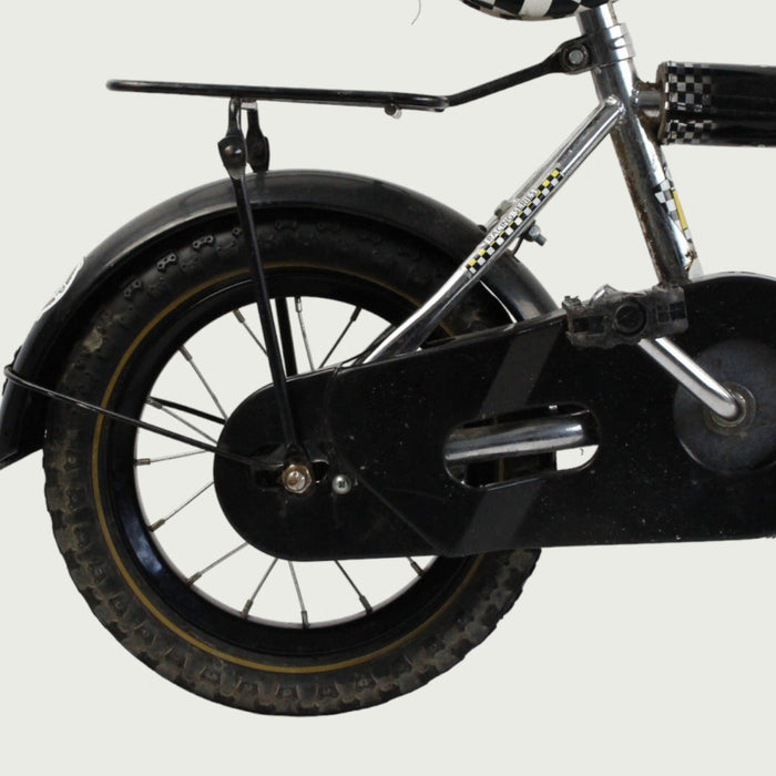 12.49 - BikeFlip, kinderfiets, 12 inch, BMX fiets, grijs, zwart, terugtraprem, handrem, geen versnellingen, kabelslot, racen
