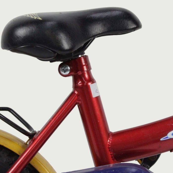 12.60 - BikeFlip, kinderfiets, 12 inch, rood, geel, blauw, terugtraprem, handrem, kabelslot, geen versnellingen, stevig
