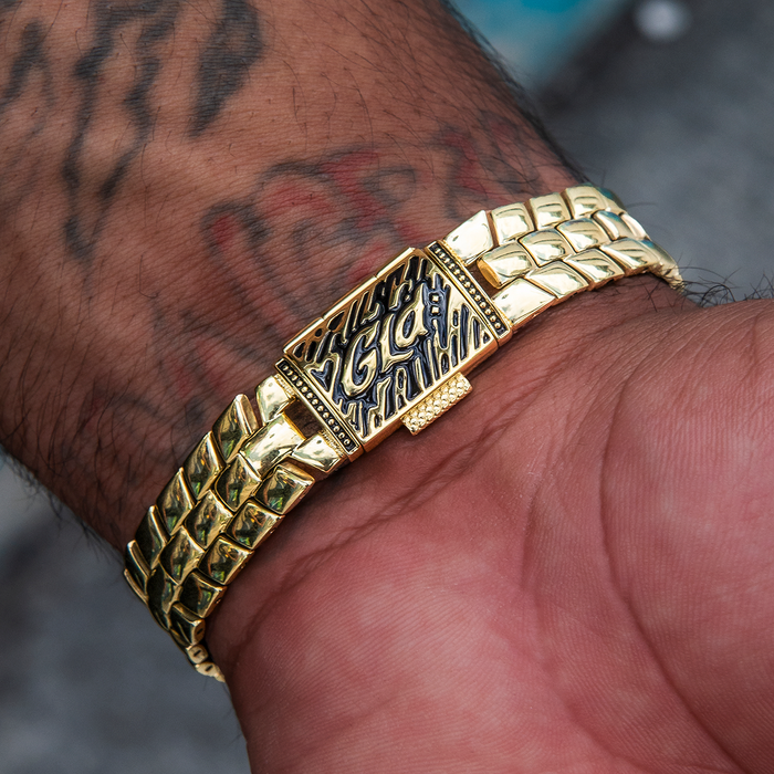 12MM Spine Chain Bracelet - Yellow Gold