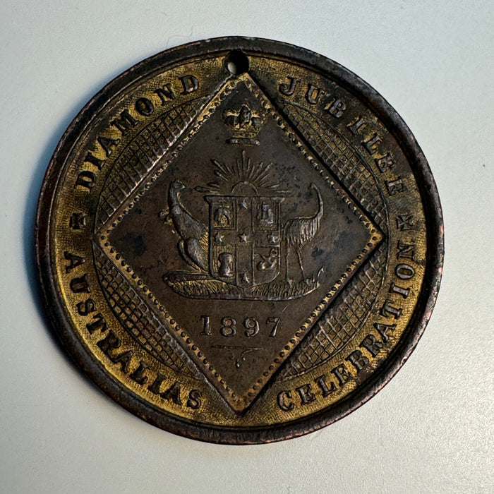 1897 Victoria Diamond Jubilee Australia Celebration medal, Gilded Bronze 31mm