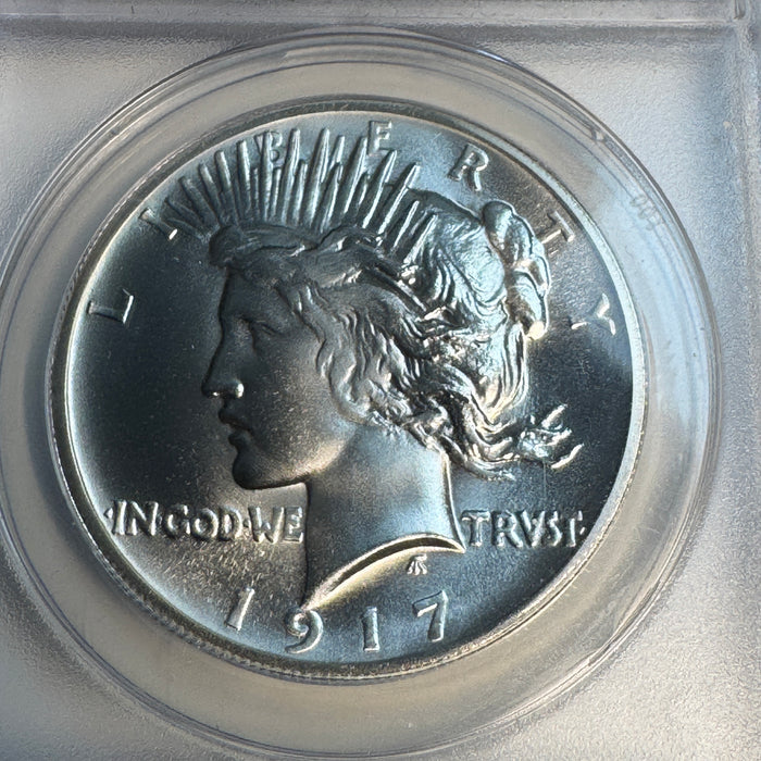 “1917” Daniel Carr Broken Sword Peace Dollar O/S on US Peace Dollar (1922-35) Host, ANACS MS-69