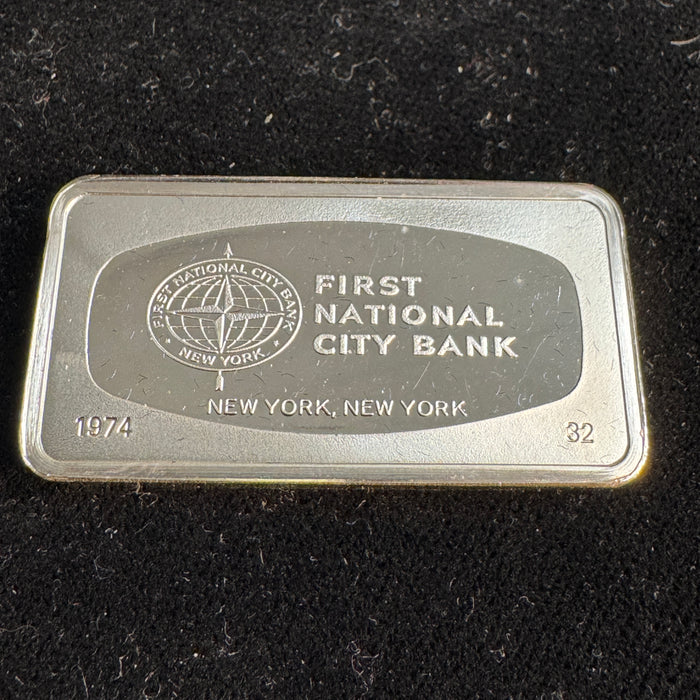1974-FM First National City Bank New York NY - 1000 Grains Sterling Silver Bar