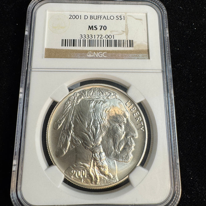 2001-D Buffalo Silver Dollar, NGC MS-70