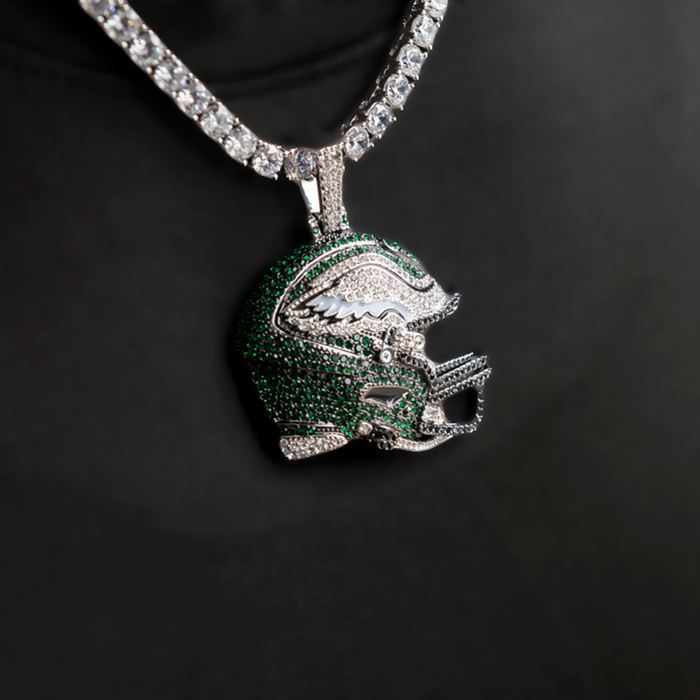 2025 Philadelphia Eagles Team Helmet Pendant - White Gold