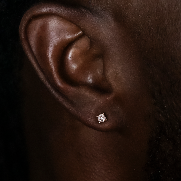 3MM Pave Round Moissanite Stud Earrings in Rose Gold Vermeil
