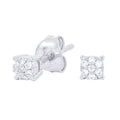 3MM Pave Round Moissanite Stud Earrings in White Gold Vermeil
