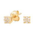 3MM Pave Round Moissanite Stud Earrings in Yellow Gold Vermeil
