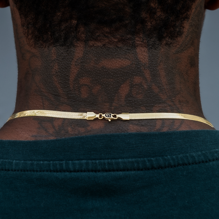 4mm + 6mm Herringbone Chain Bundle in Yellow Gold