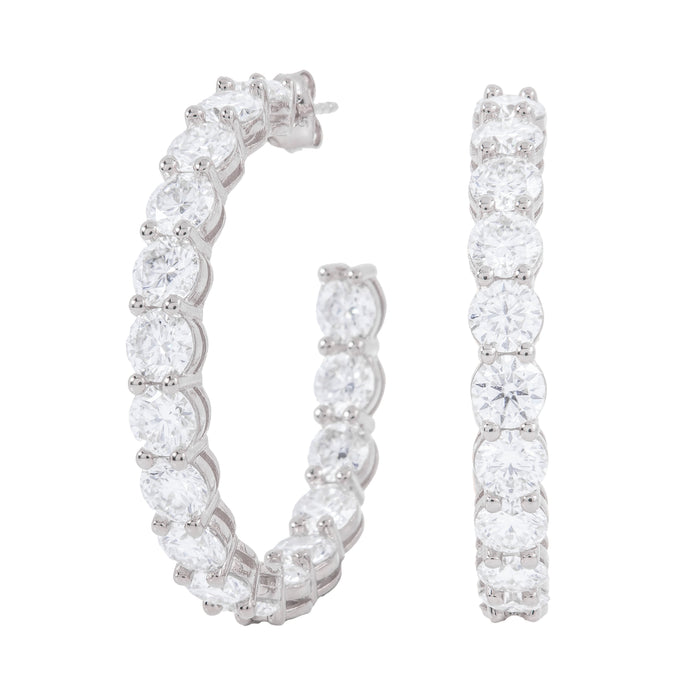 4MM Moissanite Eternity Hoop Earrings in White Gold Vermeil