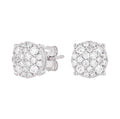 8MM Pave Set Moissanite Stud Earrings in White Gold Vermeil