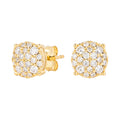8MM Pave Set Moissanite Stud Earrings in Yellow Gold Vermeil