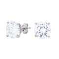 8MM Round Cut Moissanite Diamond Stud Earrings in White Gold Vermeil