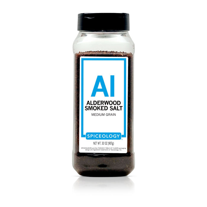 Bottle of Alderwood Smoked Salt with a visible label on a white background