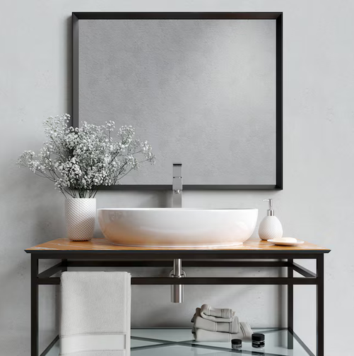 allen + roth 30-in x 36-in Framed Rectangle Bathroom Vanity Mirror (Black)