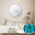 allen + roth 30" Round White Wash Framed Wall Mirror