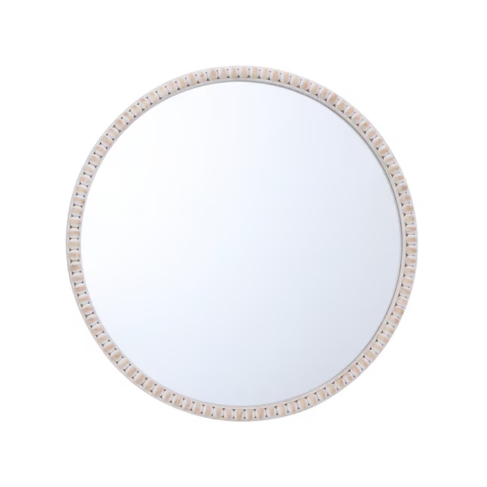 allen + roth 30" Round White Wash Framed Wall Mirror