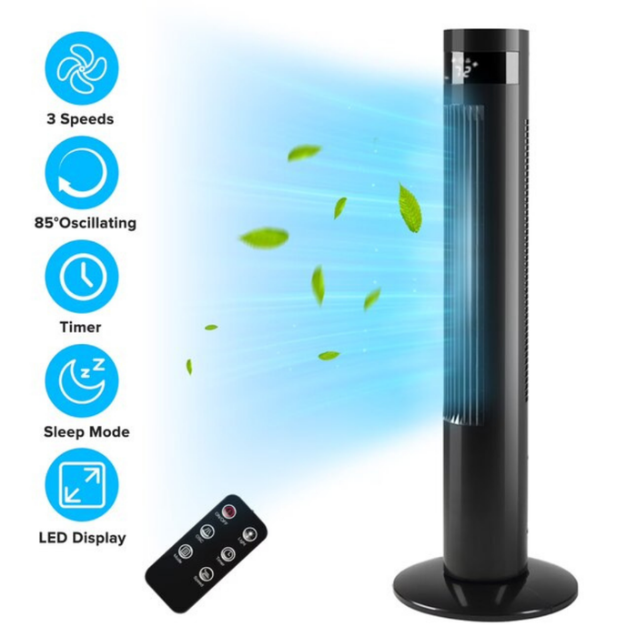 Antarctic Star 36 inch 3 Speeds 4 Modes Tower Fan Portable Floor Fans in Black