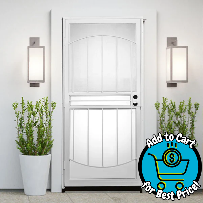 Arbor White Recessed Mount All Season Security Door 30 x81