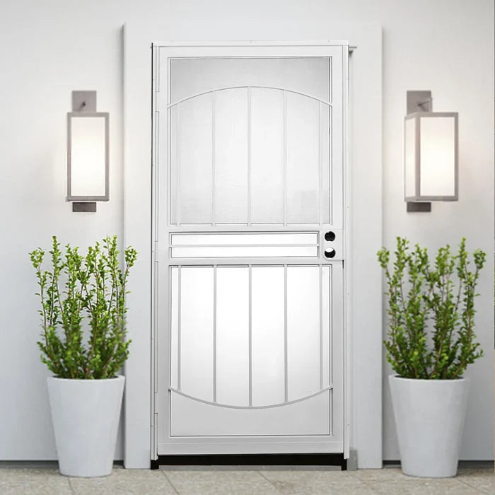 Arbor White Recessed Mount All Season Security Door 30 x81