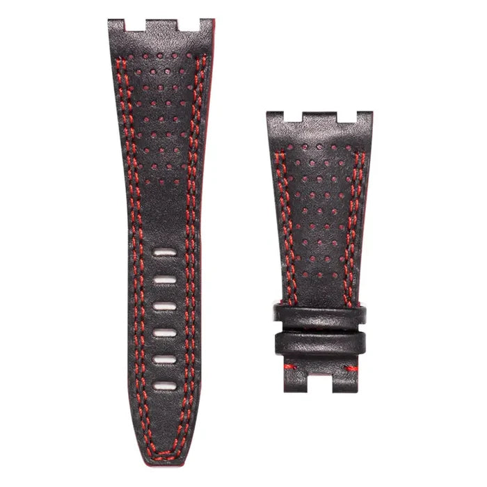 AP Royal Oak Offshore Doppio Buco Leather Custom Strap with Red Stitch 42mm