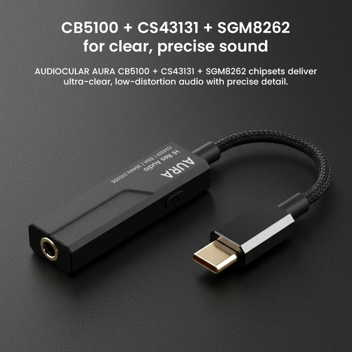 AUDIOCULAR AURA Hi-Res Portable DAC Dongle CS43131 + SGM8262 Amp