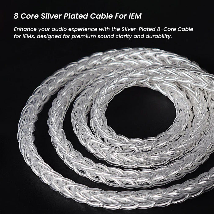 AUDIOCULAR C03 8-Core Silver-Plated Cable with 3.5mm Jack & Built-In Microphone For IEMs - The Audio Store