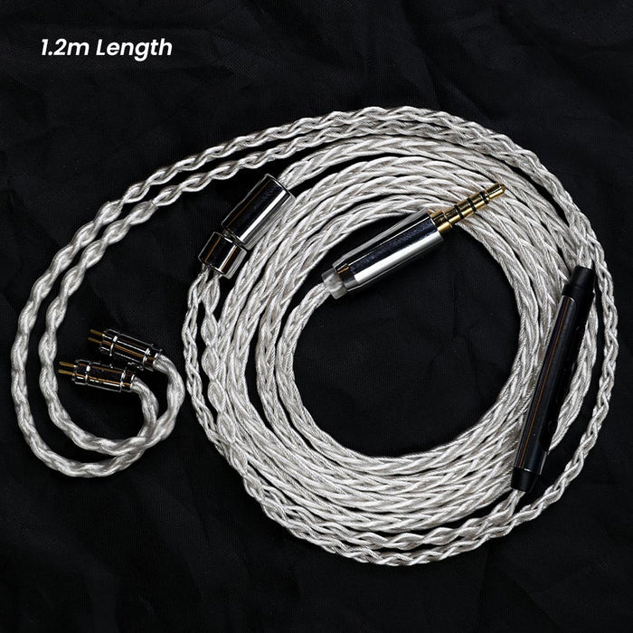 AUDIOCULAR C03 8-Core Silver-Plated Cable with 3.5mm Jack & Built-In Microphone For IEMs - The Audio Store