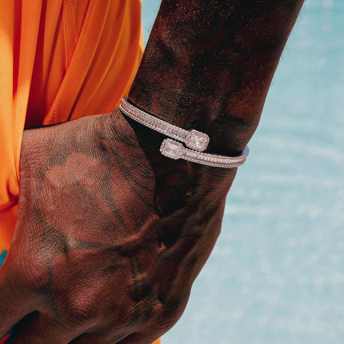 Baguette Clip Bracelet in White Gold - The GLD Shop