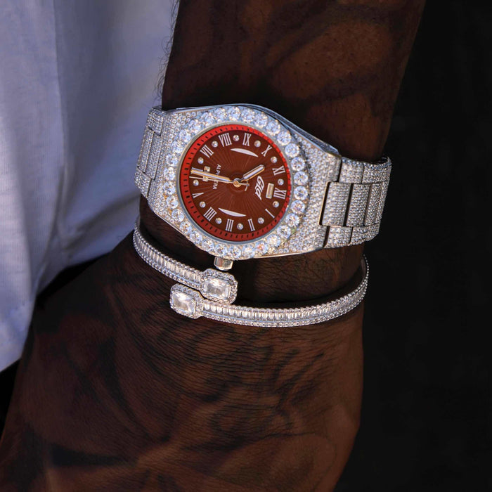 Baguette Clip Bracelet in White Gold - The GLD Shop