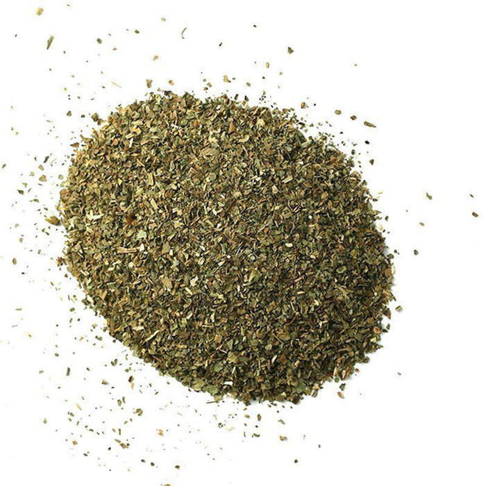 Closeup of dark green chopped flakes