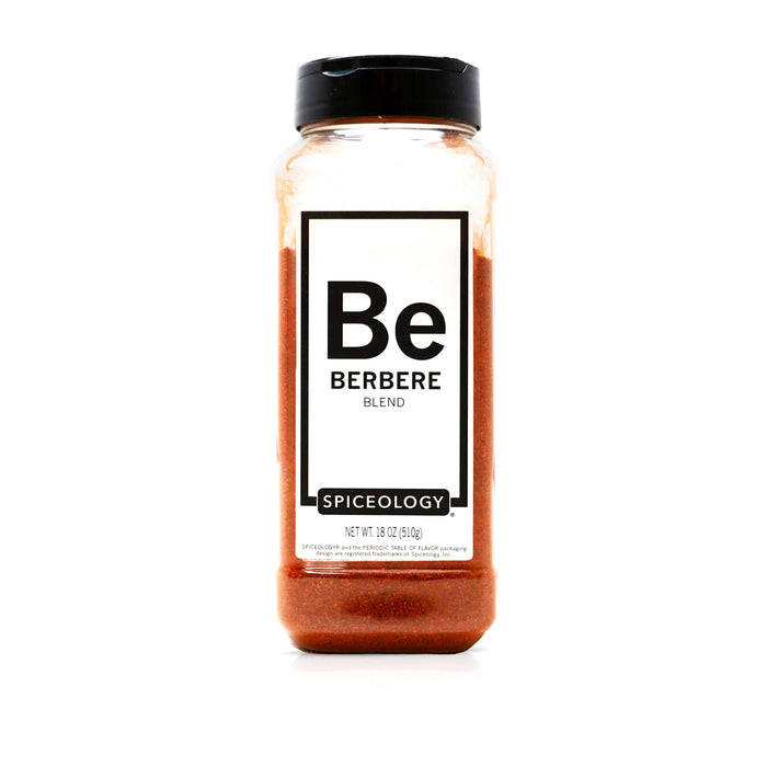 Spiceology Berbere blend bottle on a white background