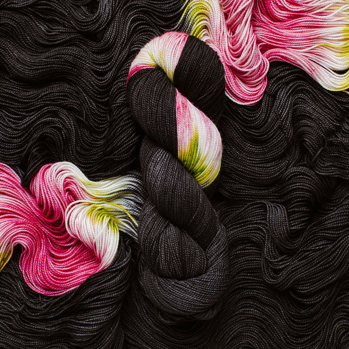 "Black Orchid" Assigned Pooling Hand-dyed Yarn