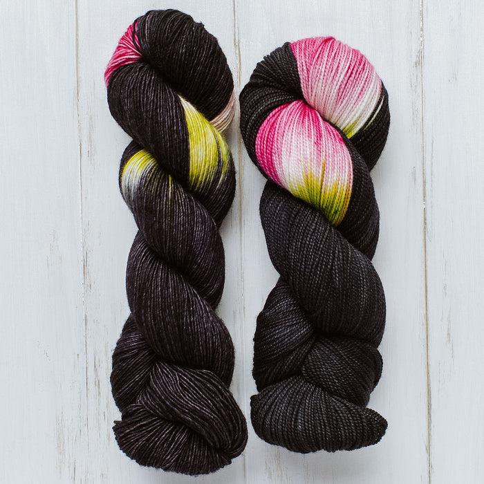 "Black Orchid" Assigned Pooling Hand-dyed Yarn