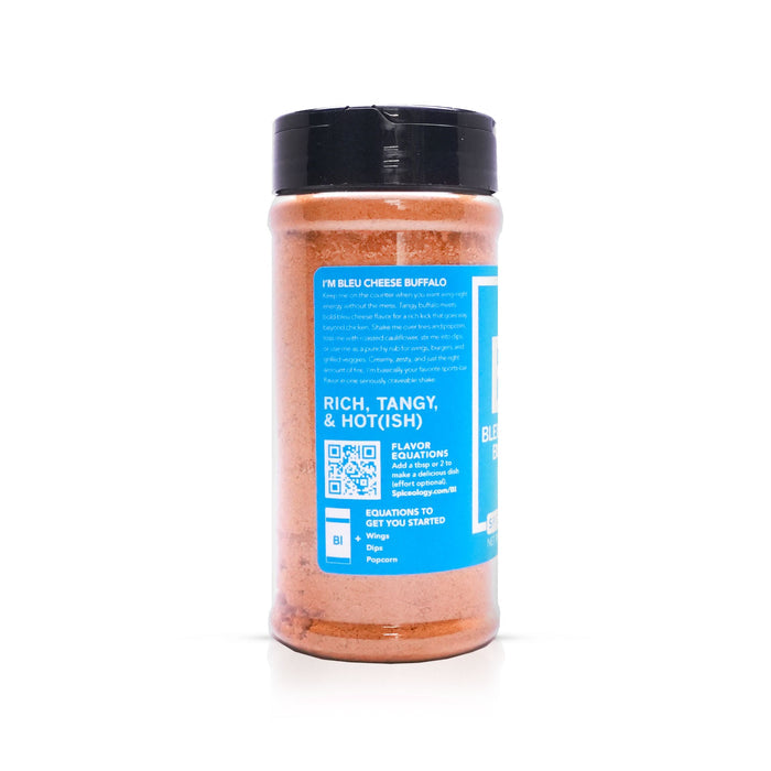 Side view of Spiceology Bleu Cheese Buffalo blend on a white background