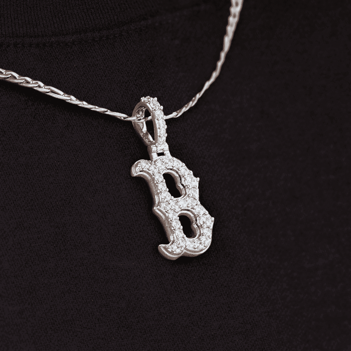 Boston Red Sox Micro Pendant in White Gold - The GLD Shop