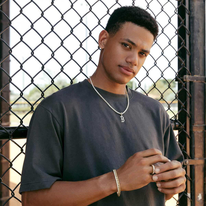 Boston Red Sox Micro Pendant in White Gold - The GLD Shop