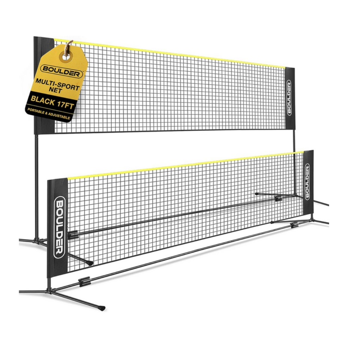 Boulder Portable Net - Foldable/Extendable Poles for Multiple Sports 17' Black/Yellow