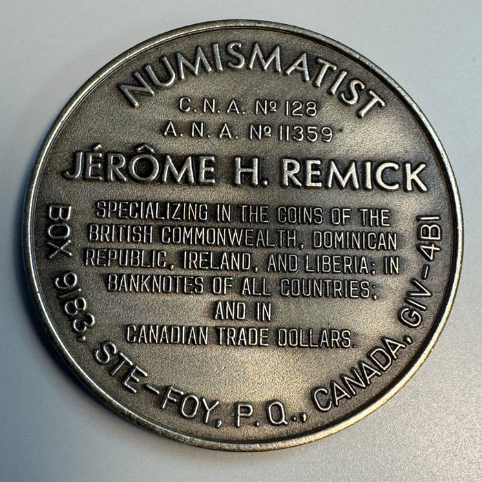 Canadian Numismatic Association 1990 Convention Medal / Jerome Remick personal token