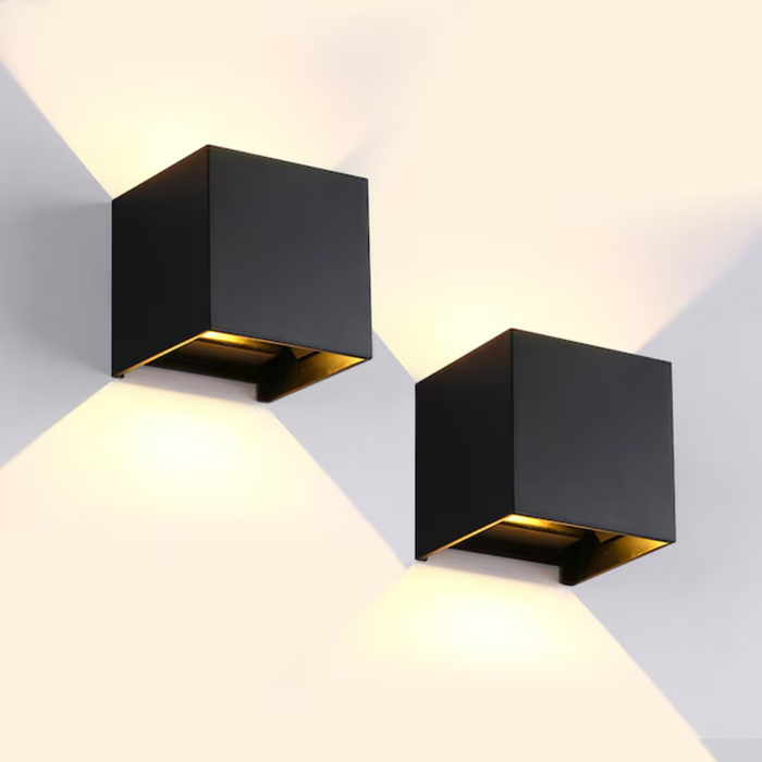 Cattleya 2 -Pack Matte Black Hardwired Integrated LED Outdoor Wall Light