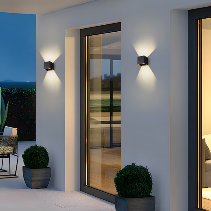 Cattleya 2 -Pack Matte Black Hardwired Integrated LED Outdoor Wall Light