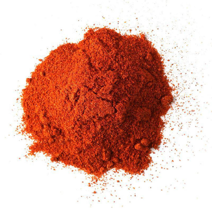 Closeup of reddish-orange powder