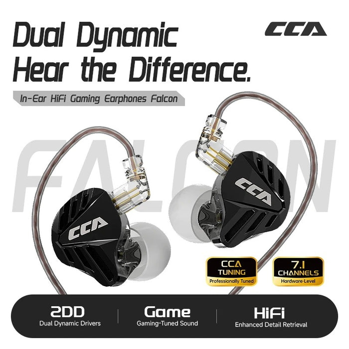 CCA Falcon Dual Dynamic Driver Gaming IEM With Mic