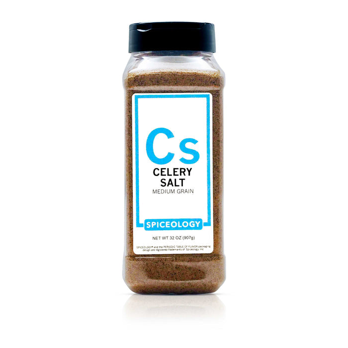 Bottle of Spiceology celery salt on a white background
