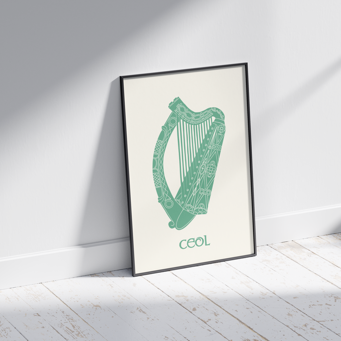 Celtic Irish Harp Inspired Print - Ceol Gaeigle for Music