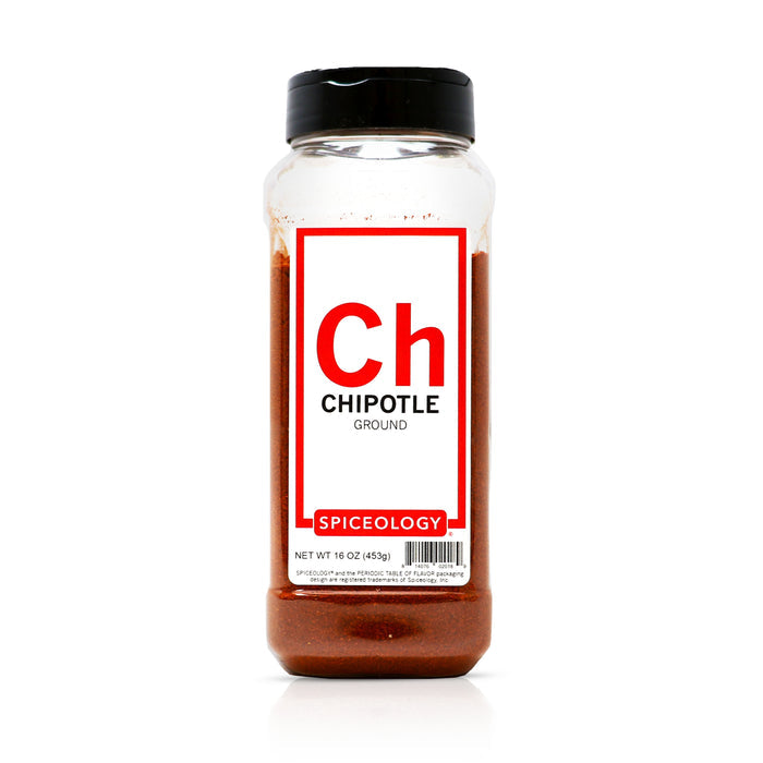 Spiceology chipotle ground spice bottle on a white background