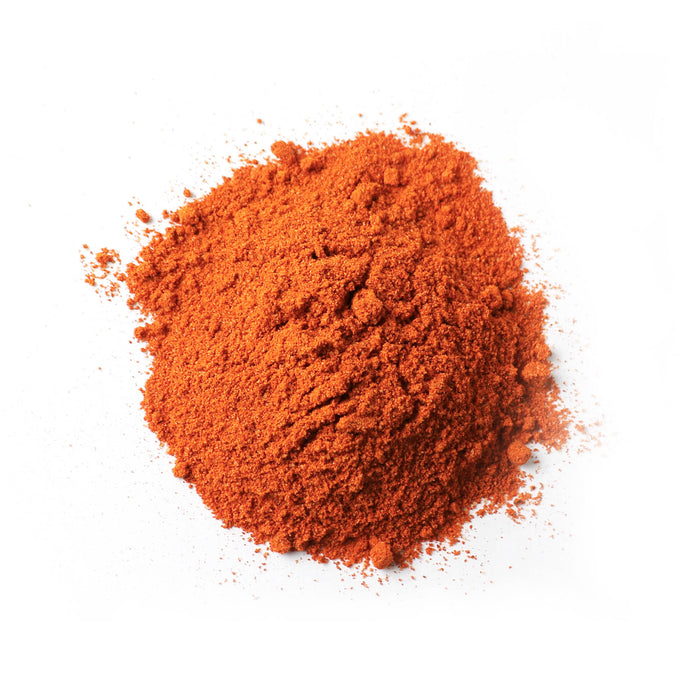 Closeup of a salmon-orange powder
