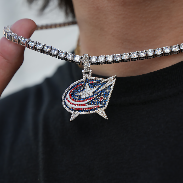 Columbus Blue Jackets Official NHL Logo Pendant in White Gold