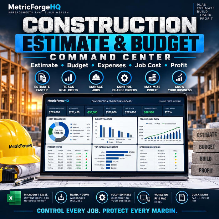 Construction Estimate Template Excel - product preview 1